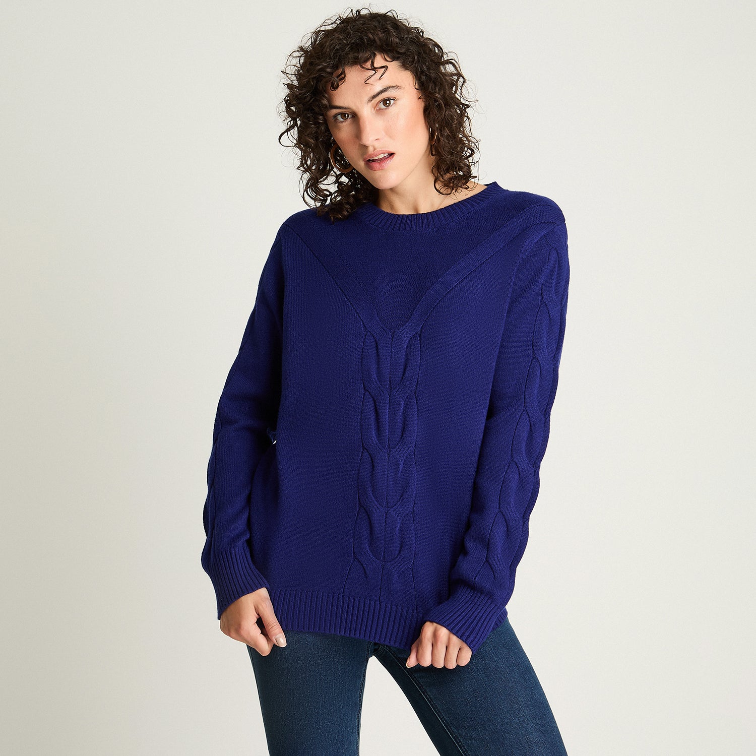 Sweater Escote Redondo Manga Larga Azul Lorenzo Di Pontti