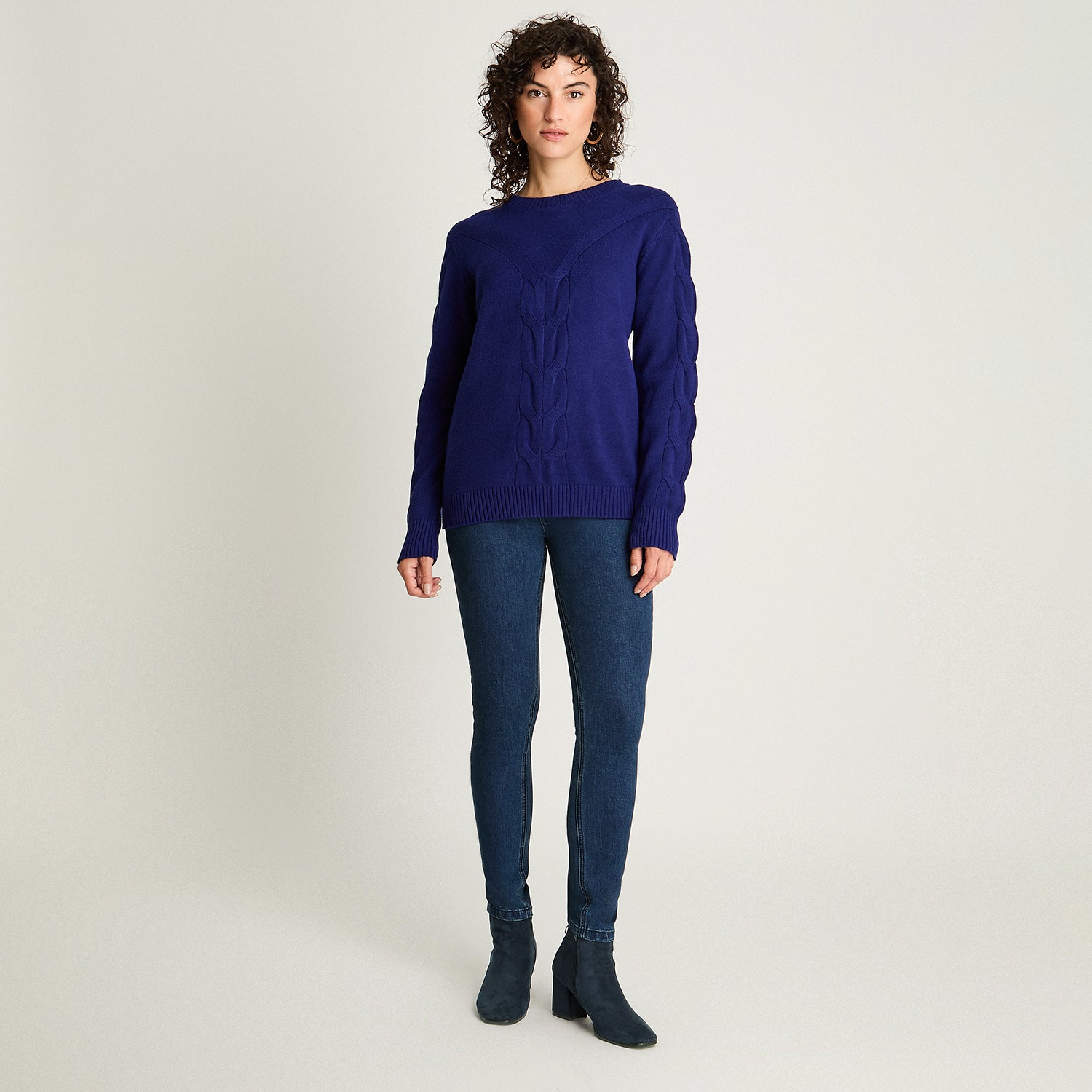 Sweater Escote Redondo Manga Larga Azul Lorenzo Di Pontti