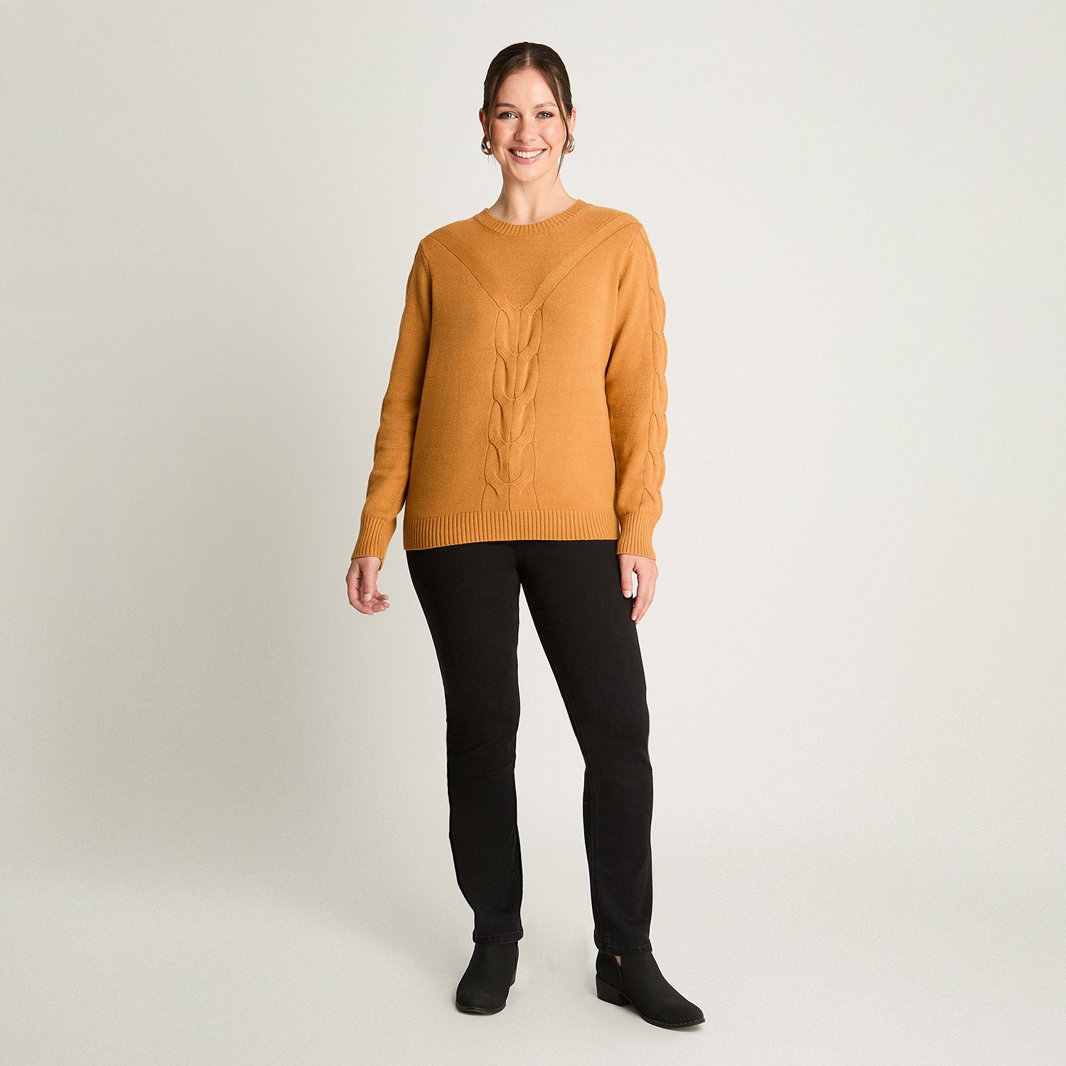 Sweater Escote Redondo Manga Larga Mostaza Lorenzo Di Pontti
