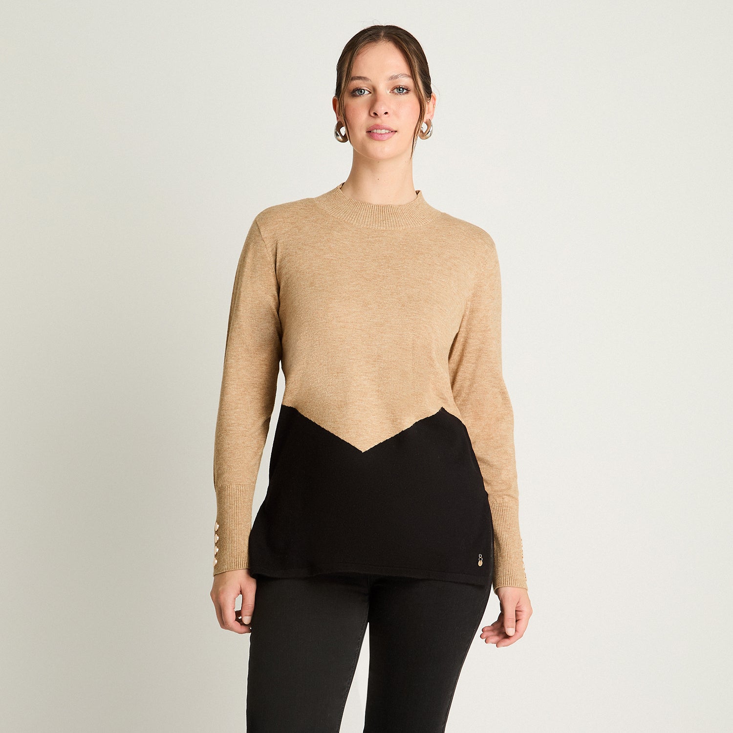 Sweater Manga Larga Bitono Camel Lorenzo Di Pontti