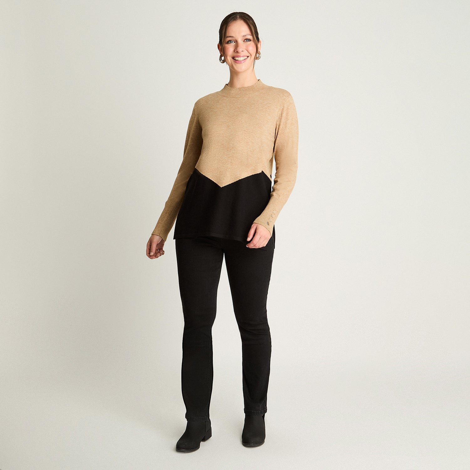 Sweater Manga Larga Bitono Camel Lorenzo Di Pontti