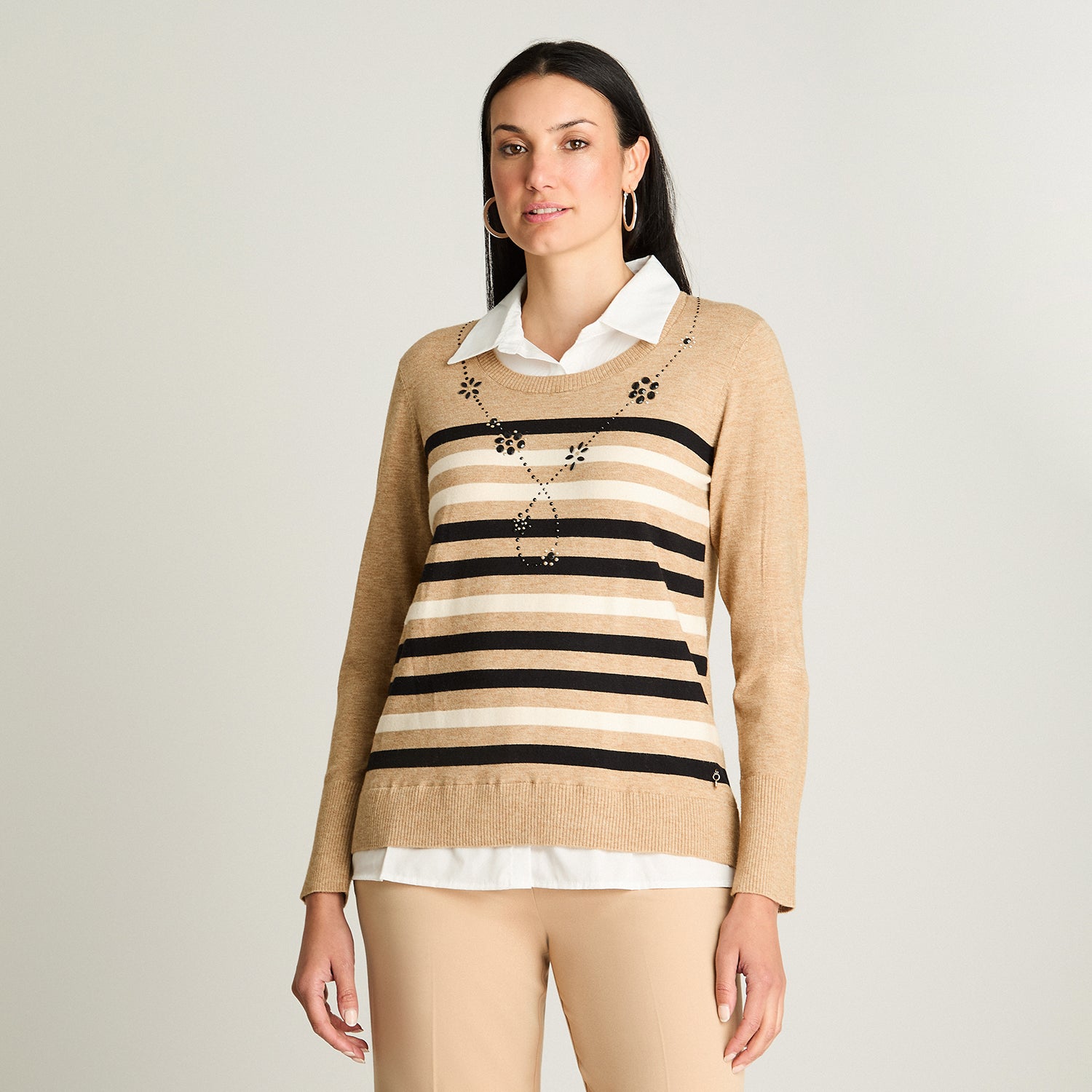 Sweater Manga Larga Twin Set Camisero Camel Lorenzo Di Pontti