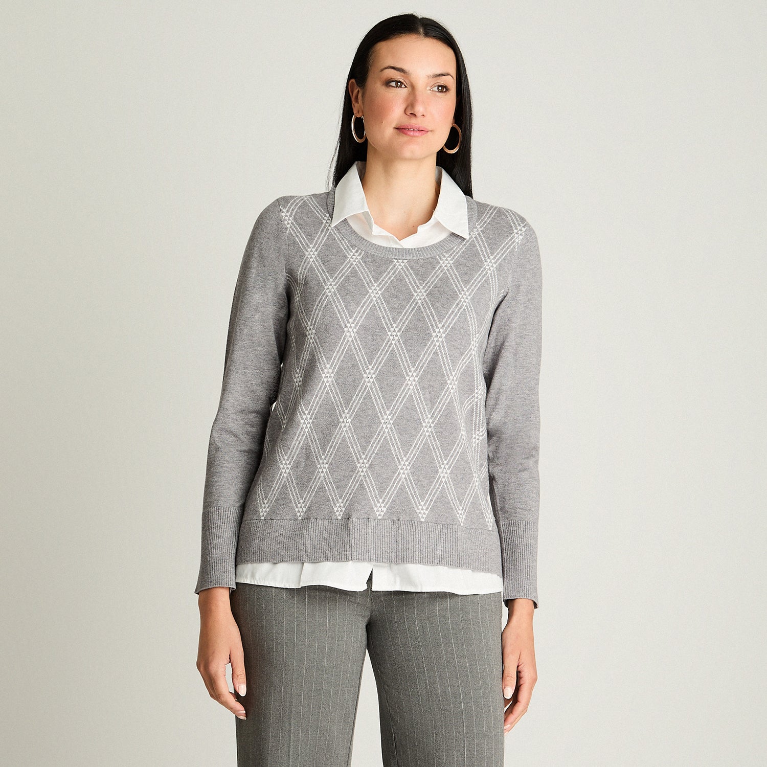 Sweater Manga Larga Twin Set Camisero Gris Lorenzo Di Pontti