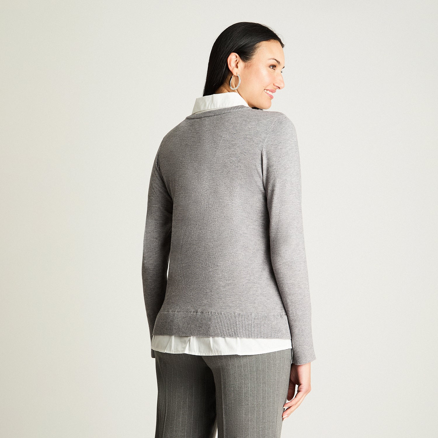 Sweater Manga Larga Twin Set Camisero Gris Lorenzo Di Pontti