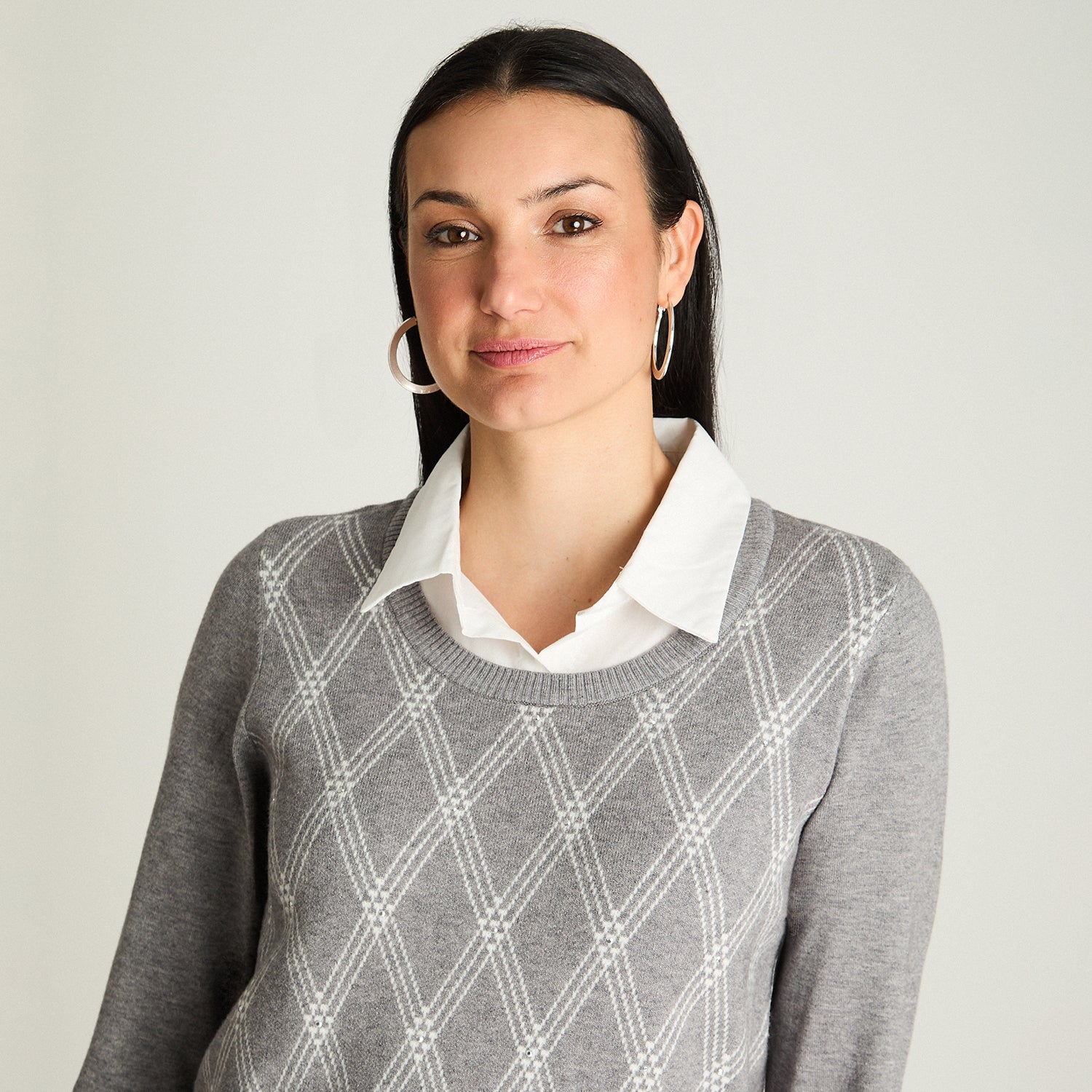 Sweater Manga Larga Twin Set Camisero Gris Lorenzo Di Pontti