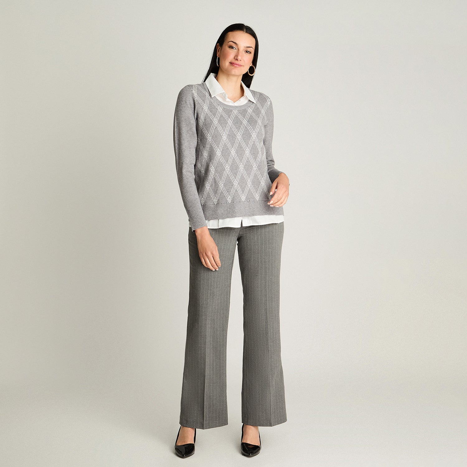 Sweater Manga Larga Twin Set Camisero Gris Lorenzo Di Pontti