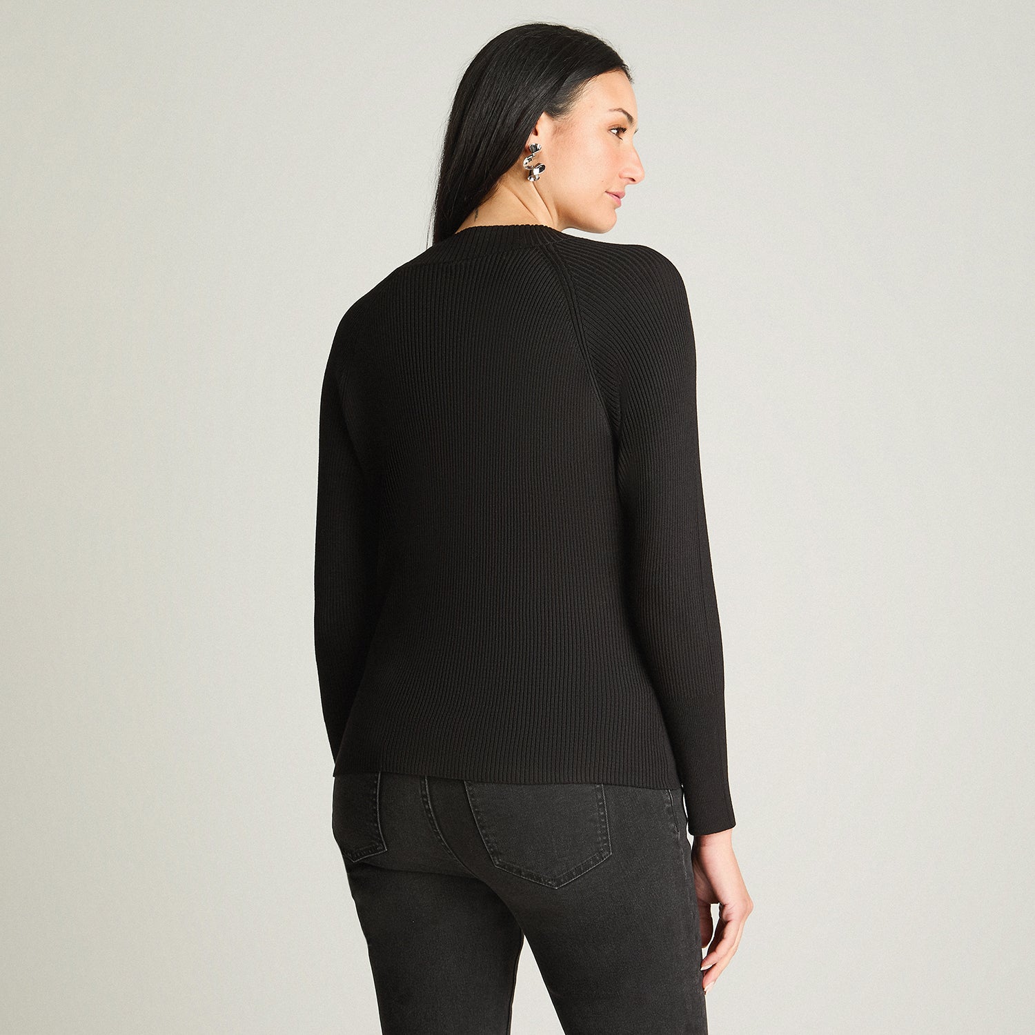Sweater Escote Redondo Con Aplicación Negro Lorenzo Di Pontti