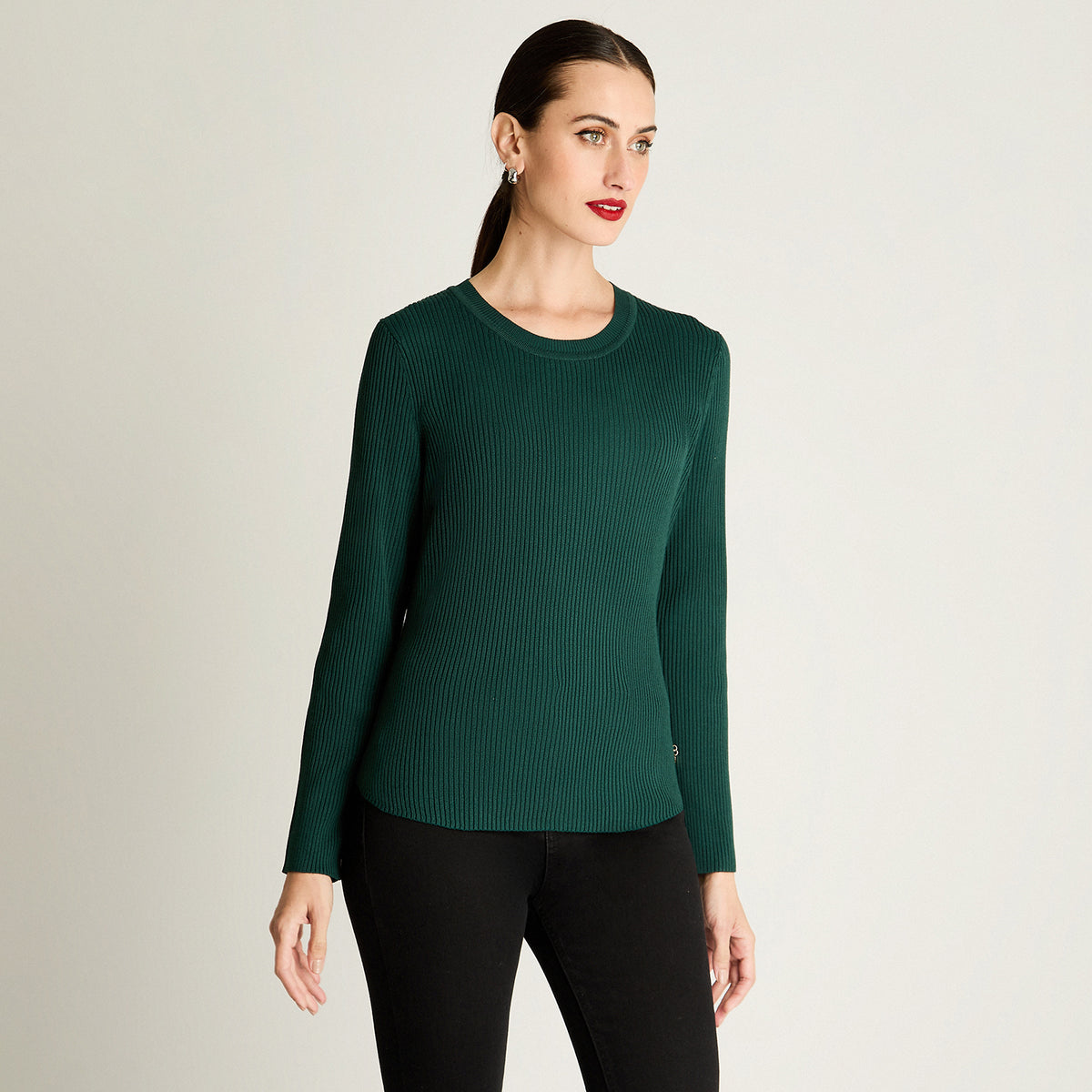 Sweater Manga Larga Escote Redondo Liso Verde