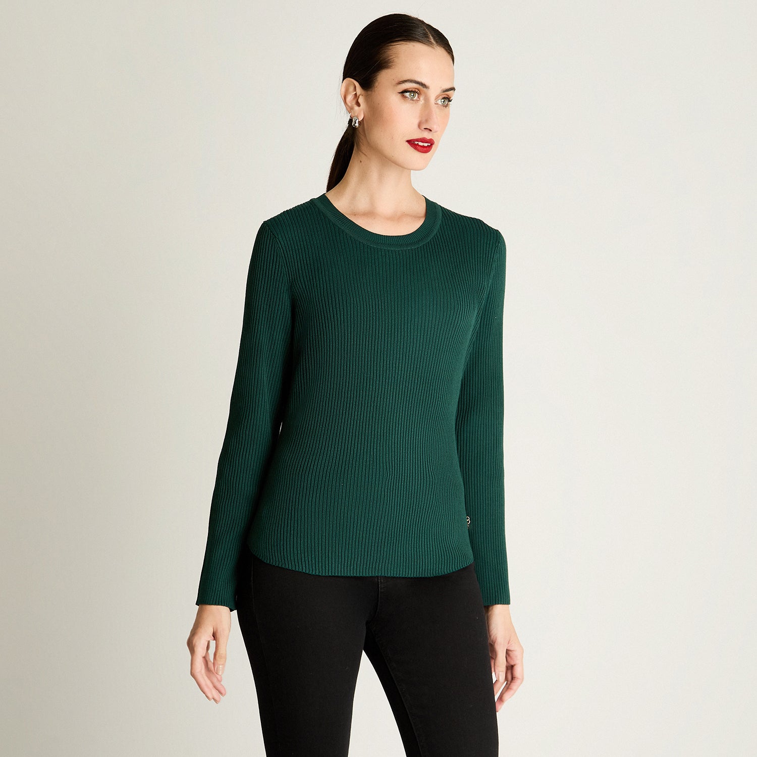 Sweater Manga Larga Escote Redondo Liso Verde