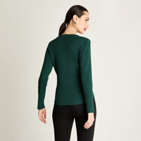 Sweater Manga Larga Escote Redondo Liso Verde