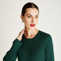 Sweater Manga Larga Escote Redondo Liso Verde