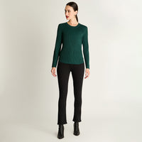 Sweater Manga Larga Escote Redondo Liso Verde