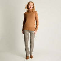 Sweater Manga Larga Cuello Alto Con Tachas Camel