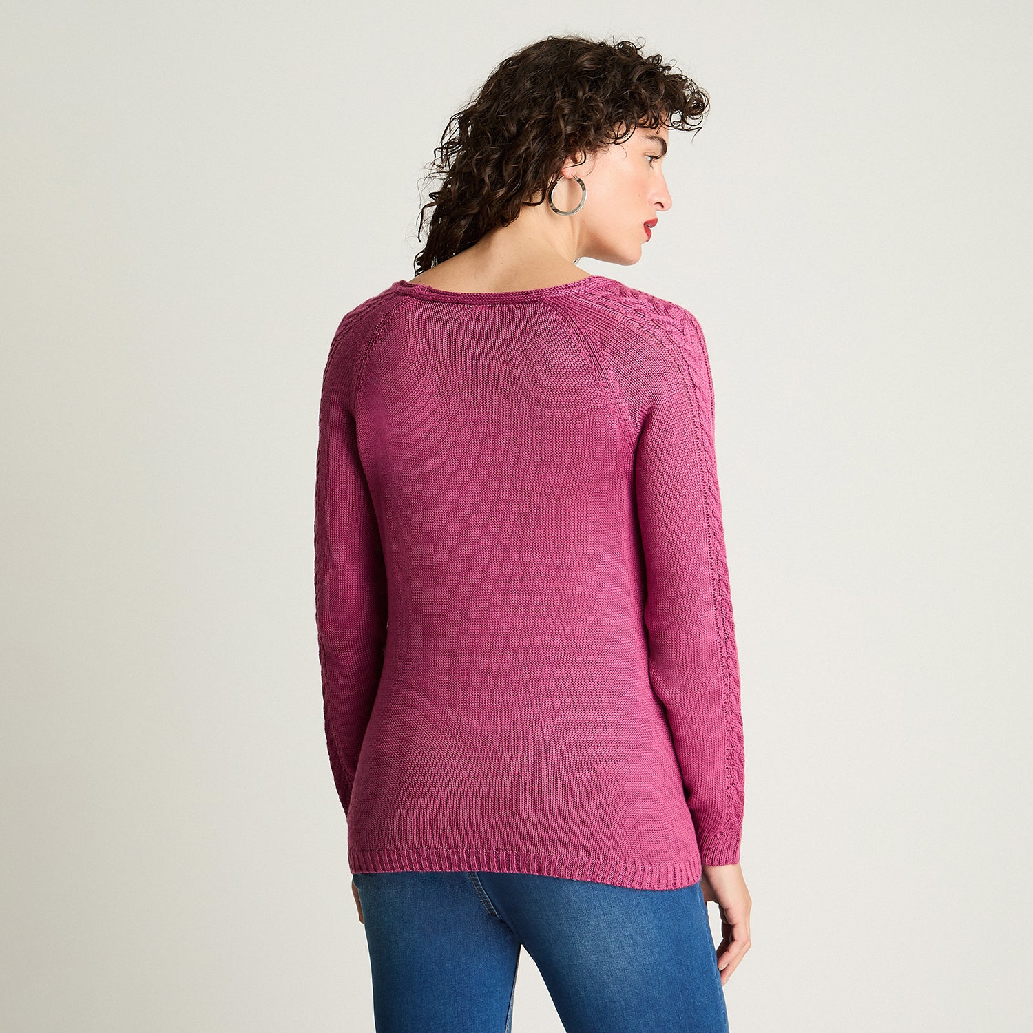 Sweater Escote V Básico Magenta Curvi