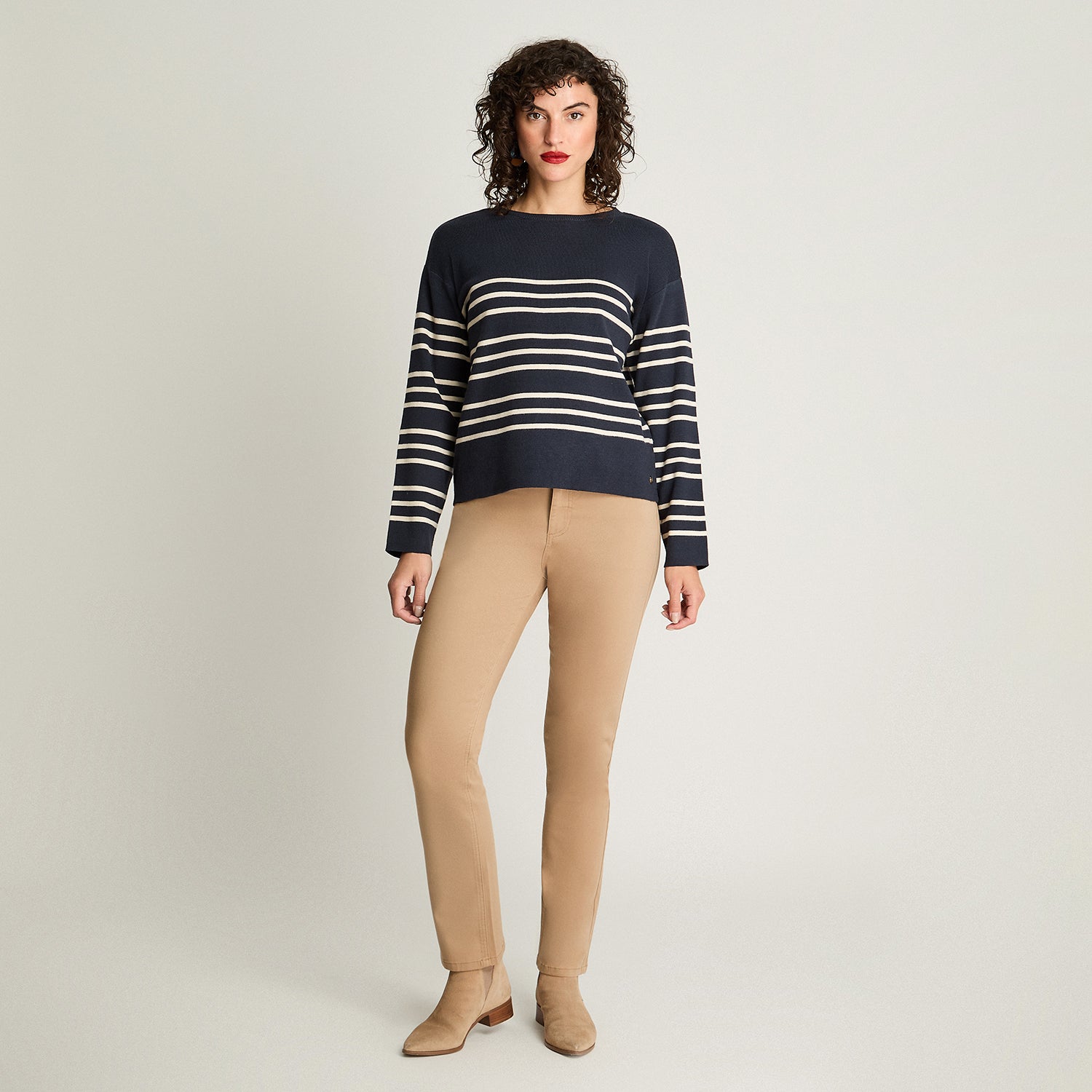 Sweater Cuello Redondo Básico Azul Curvi