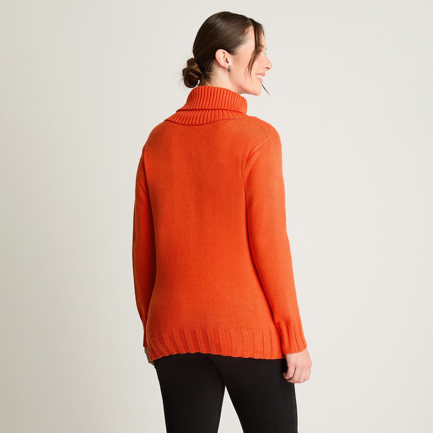 Tejido Manga Larga Cuello Bote Con Diseño Trenzado Naranjo Curvi