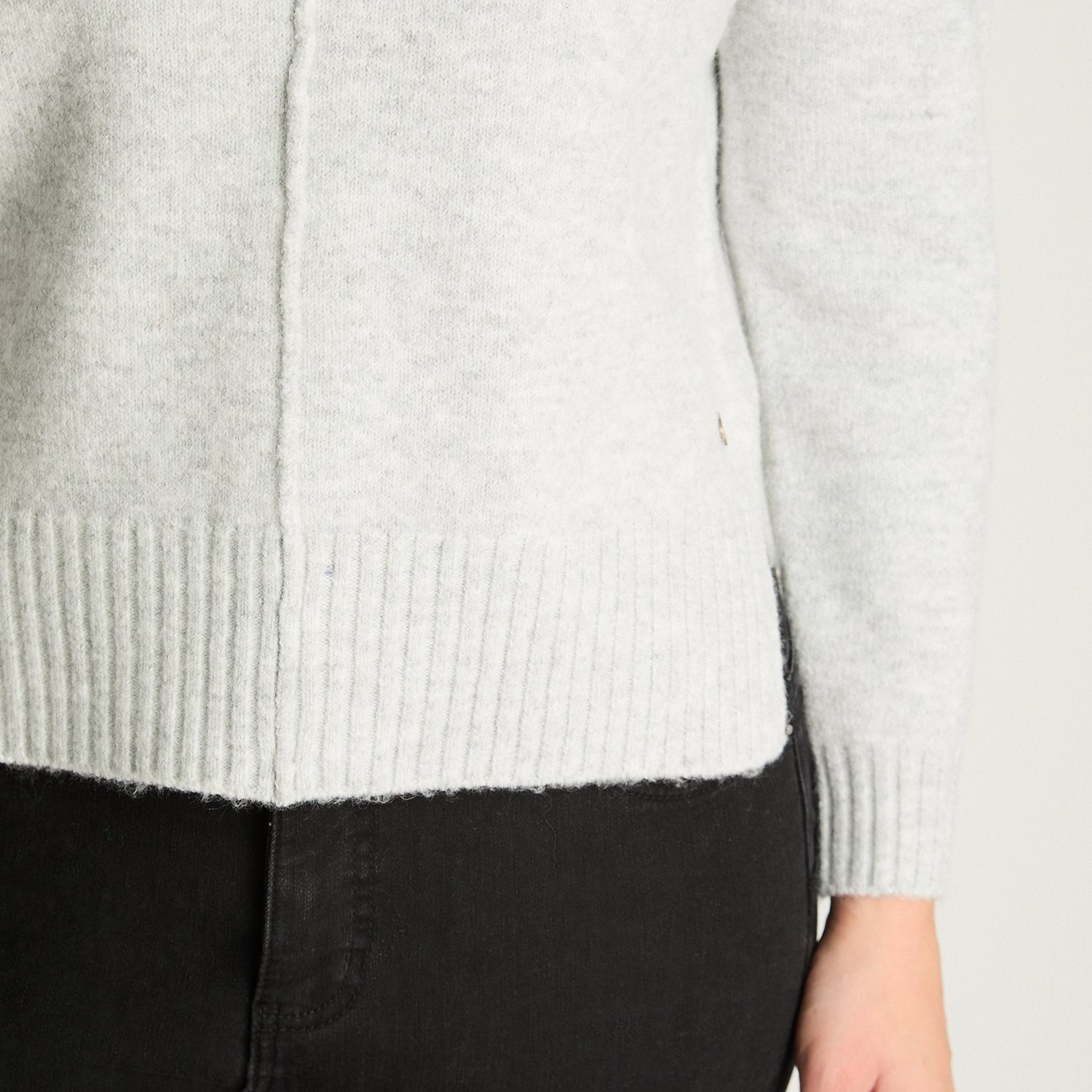 Tejido Manga Larga Cuello Mock Melange Gris Curvi