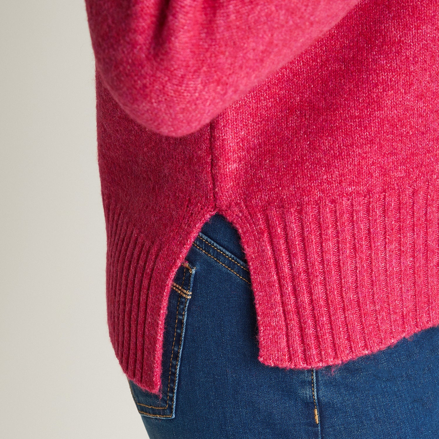 Tejido Manga Larga Cuello Mock Melange Rosado Curvi