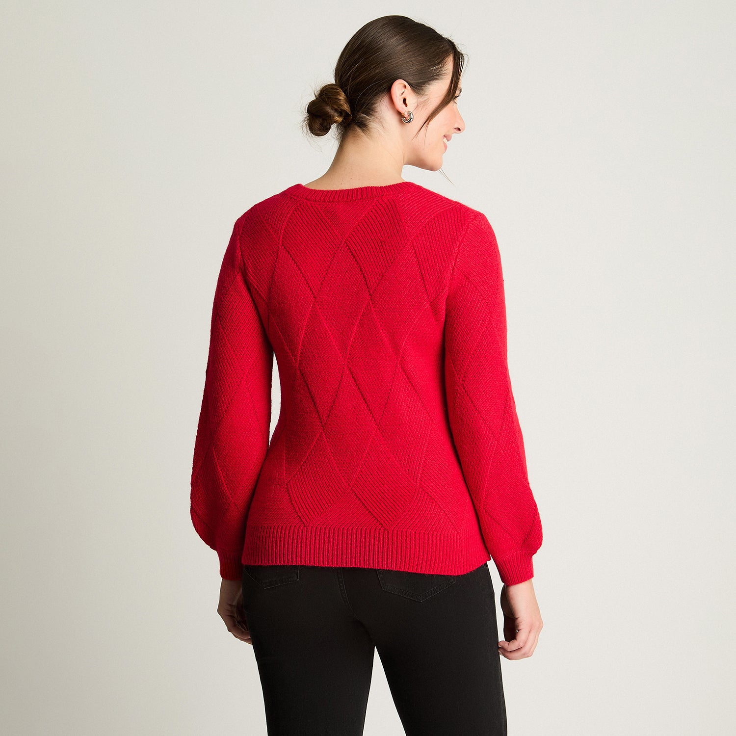 Sweater Manga Globo Rombos Rojo Curvi