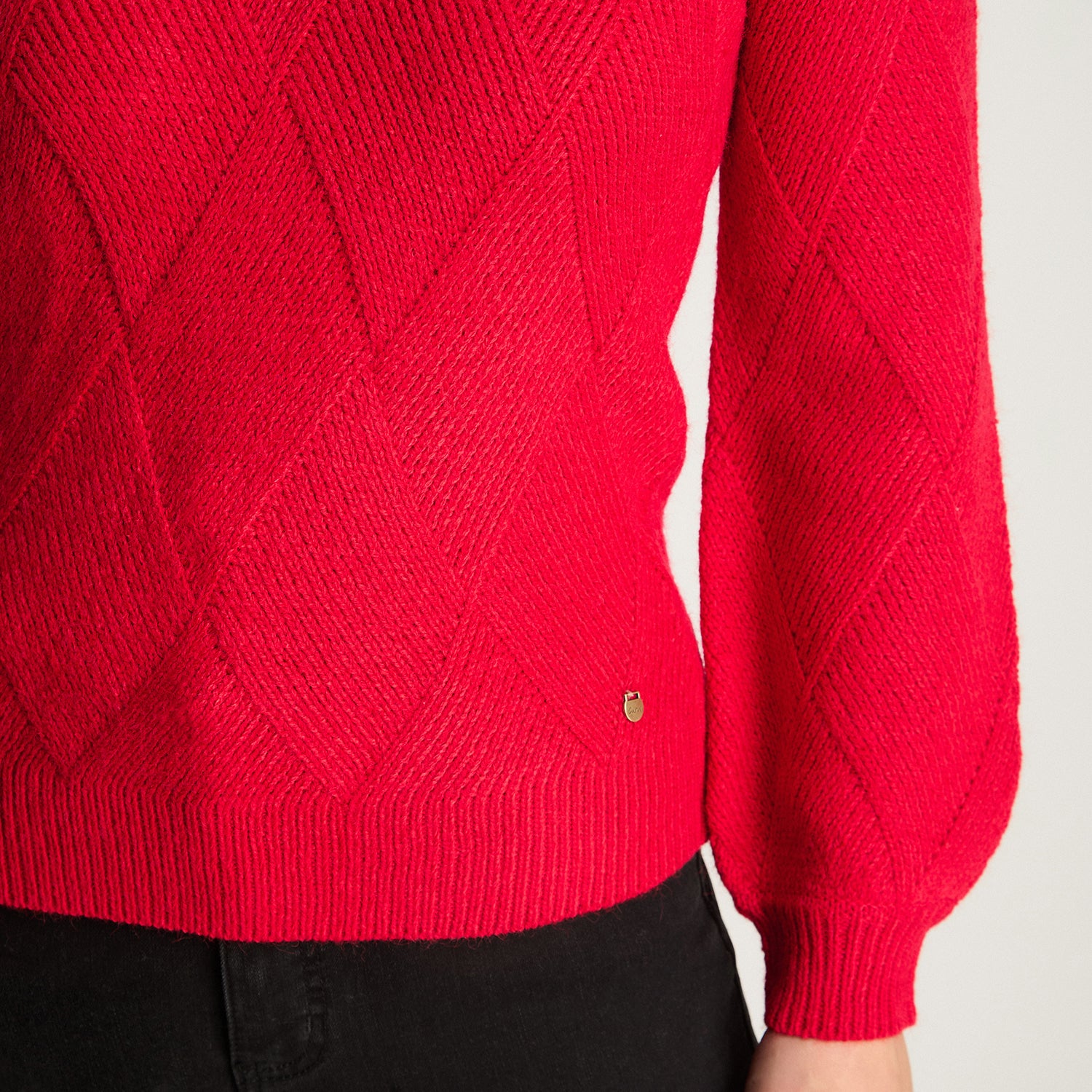 Sweater Manga Globo Rombos Rojo Curvi