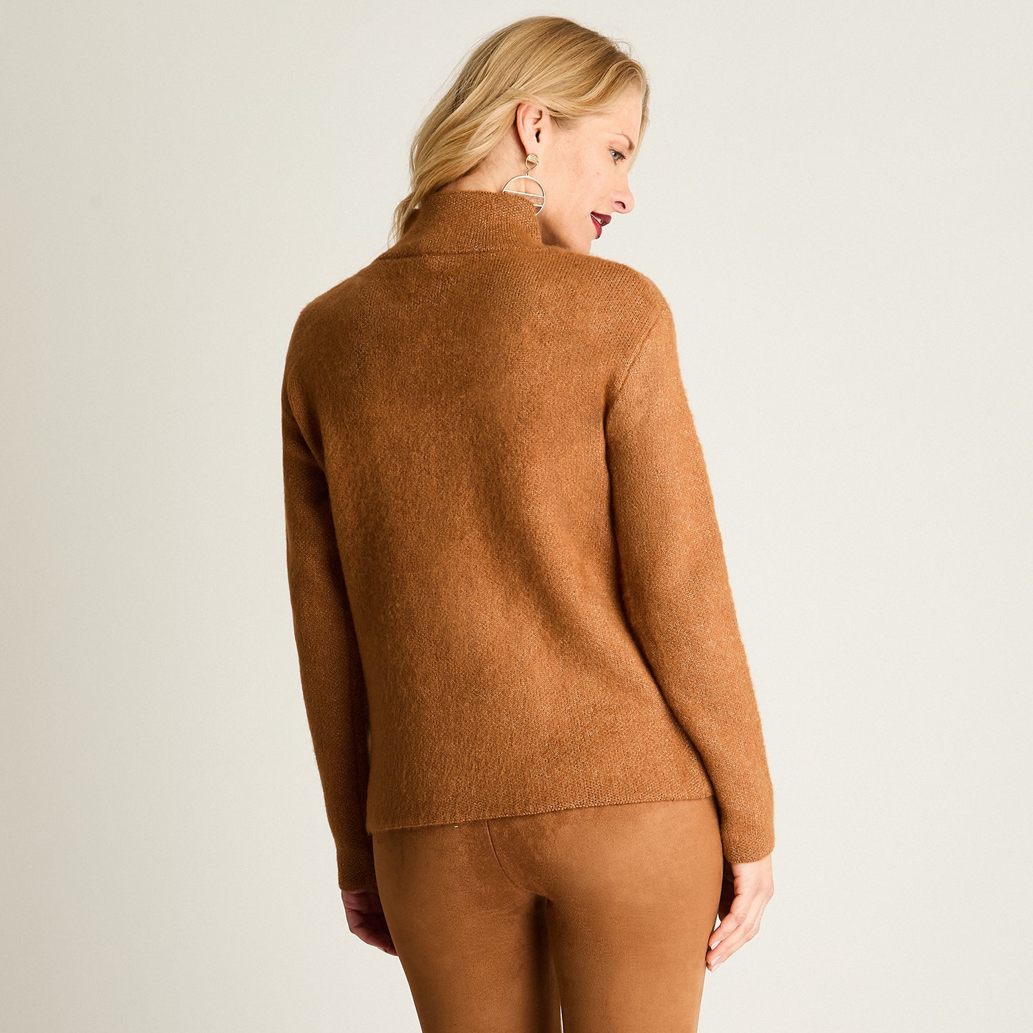 Sweater Cuello Mock Melange Camel