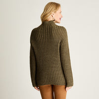 Sweater Con Diseño Trenzas, Cuello Tortuga Verde