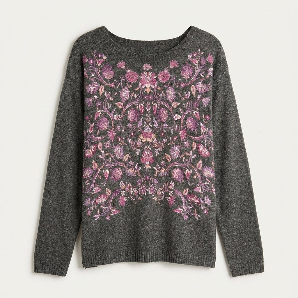 Sweater Gris Oscuro Focal Print en plano