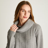 Sweater Cuello Bote Con Trenzado Gris