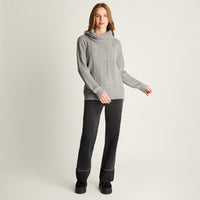 Sweater Cuello Bote Con Trenzado Gris