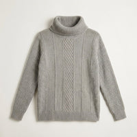 Sweater Gris Cuello Bote Con Trenzado en plano