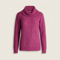 Sweater Magenta Cuello Bote Con Trenzado en plano