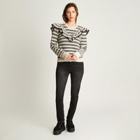 Sweater Manga Larga Vuelos Listado Beige Acuarela