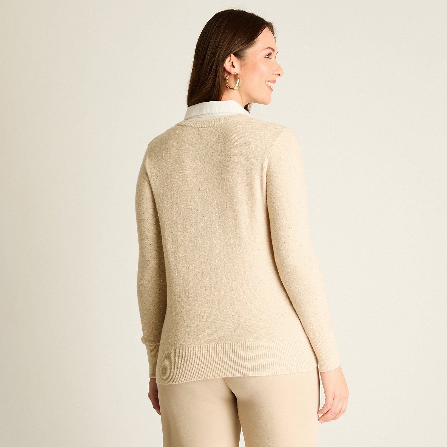Sweater Arena con Cuello Camisero