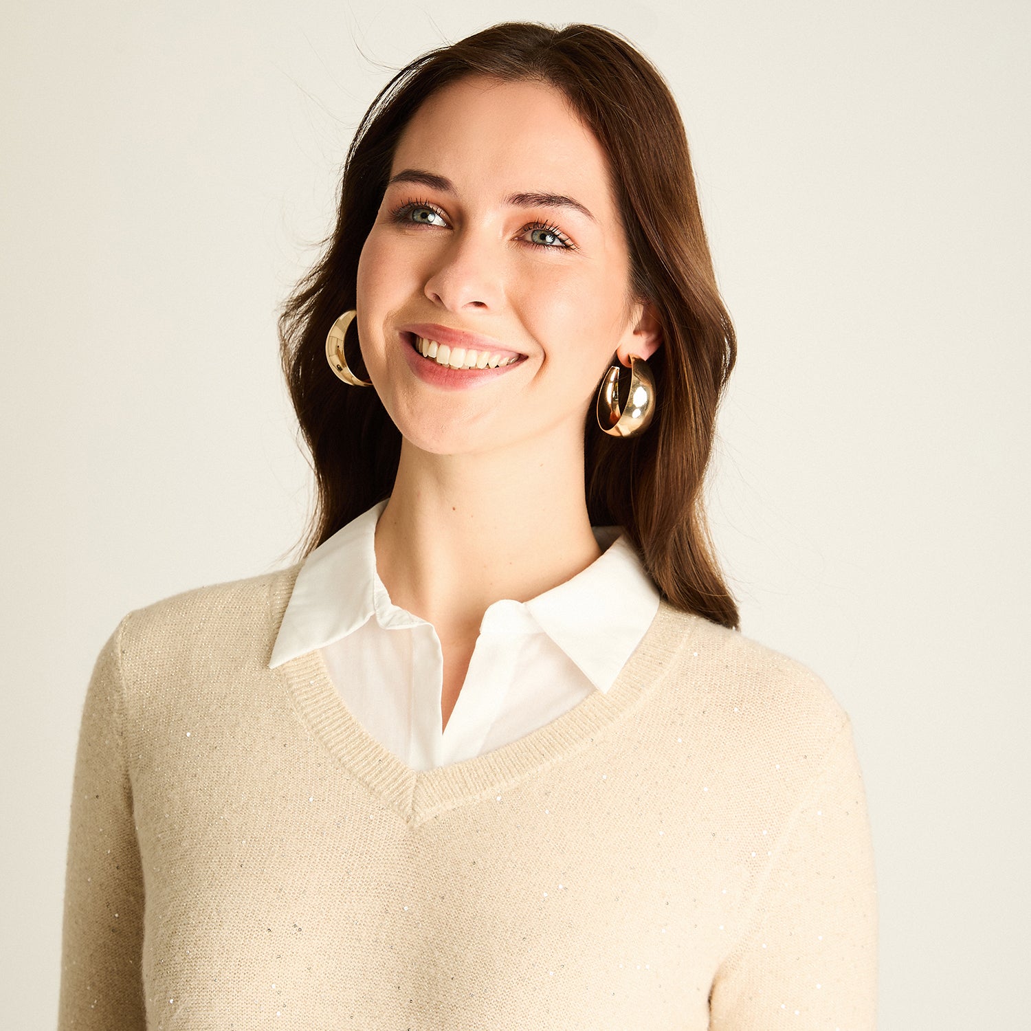 Sweater Arena con Cuello Camisero