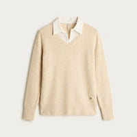 Sweater Arena con Cuello Camisero en plano