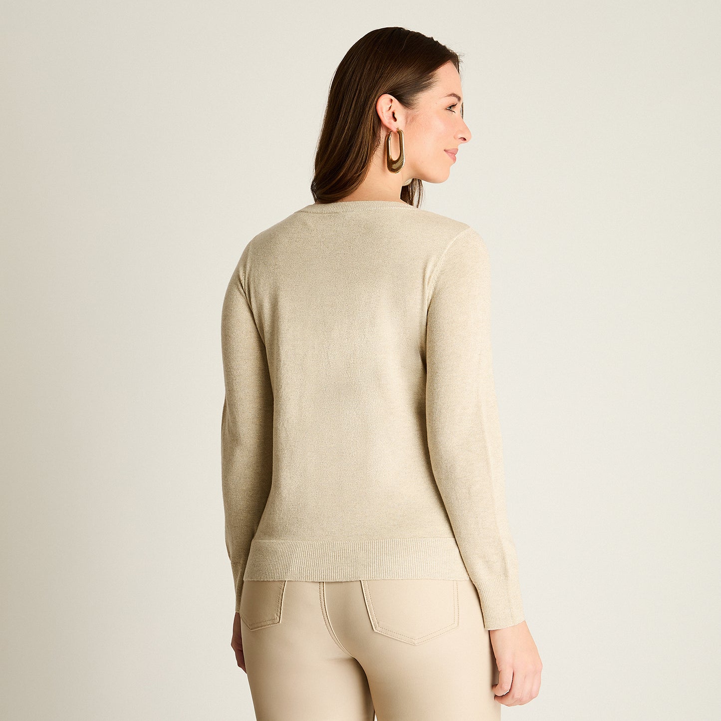 Sweater Arena con Ribete Contrastado