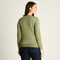 Sweater Verde con Puños Contrastantes
