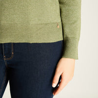 Sweater Verde con Puños Contrastantes