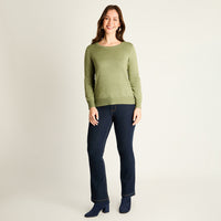 Sweater Verde con Puños Contrastantes