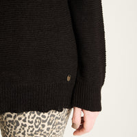 Sweater Negro Manga Larga Baja elasticidad Sin Forro Calce Normal
