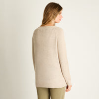 Sweater Beige Manga Larga Baja elasticidad Sin Forro Calce Normal