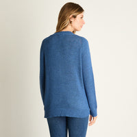 Sweater Indigo Manga Larga Baja elasticidad Sin Forro Calce Normal