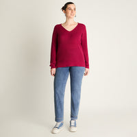 Sweater Magenta con Escote Cruzado