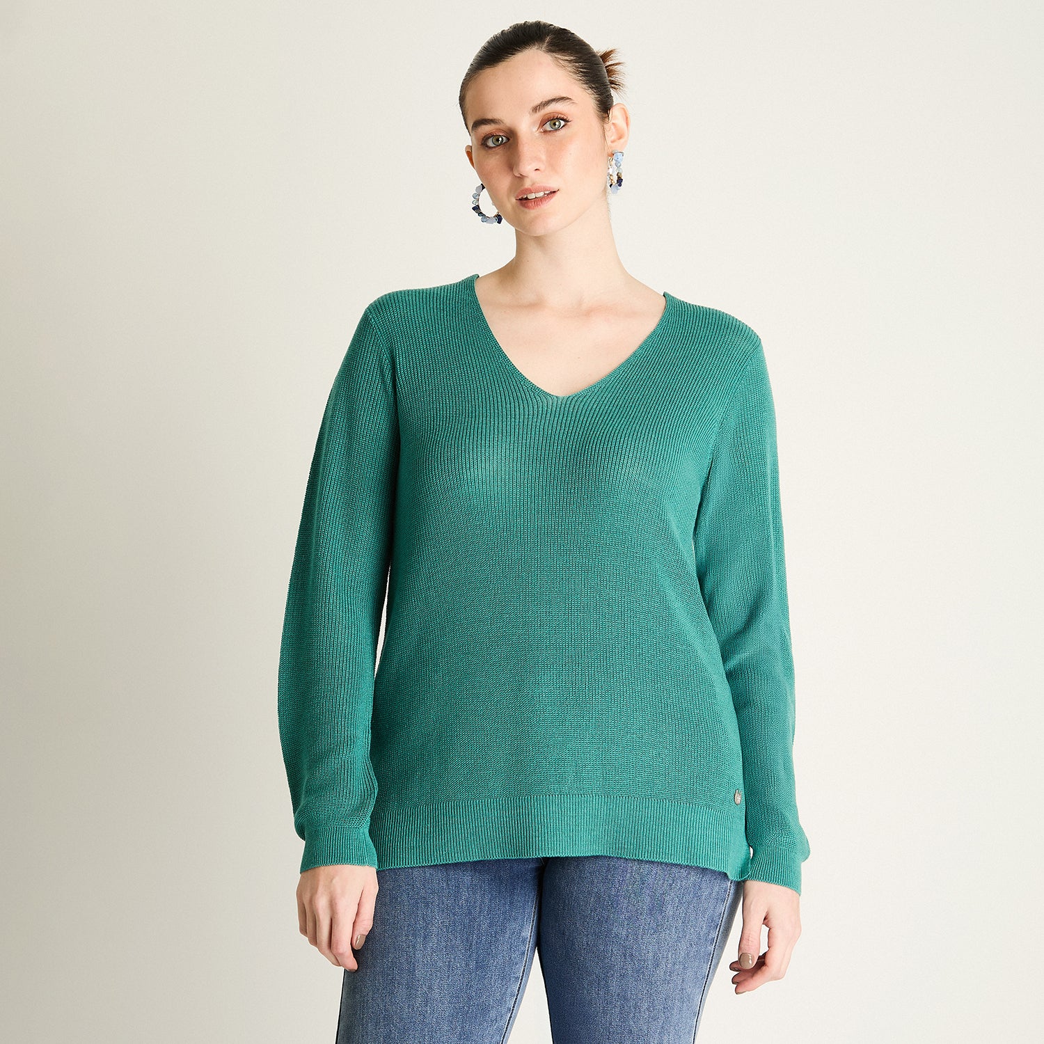 Sweater Petróleo con Escote Cruzado