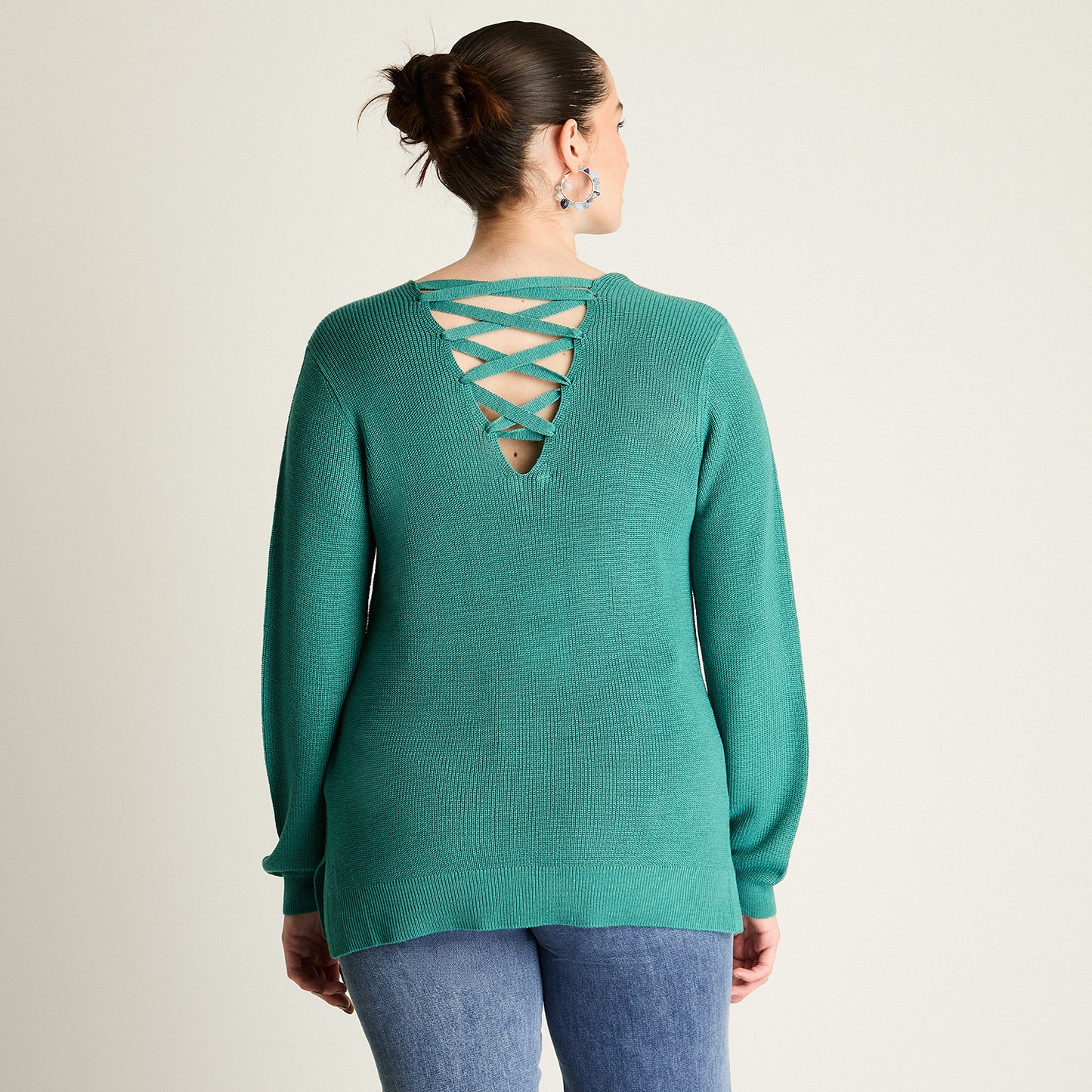 Sweater Petróleo con Escote Cruzado