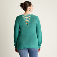 Sweater Petróleo con Escote Cruzado