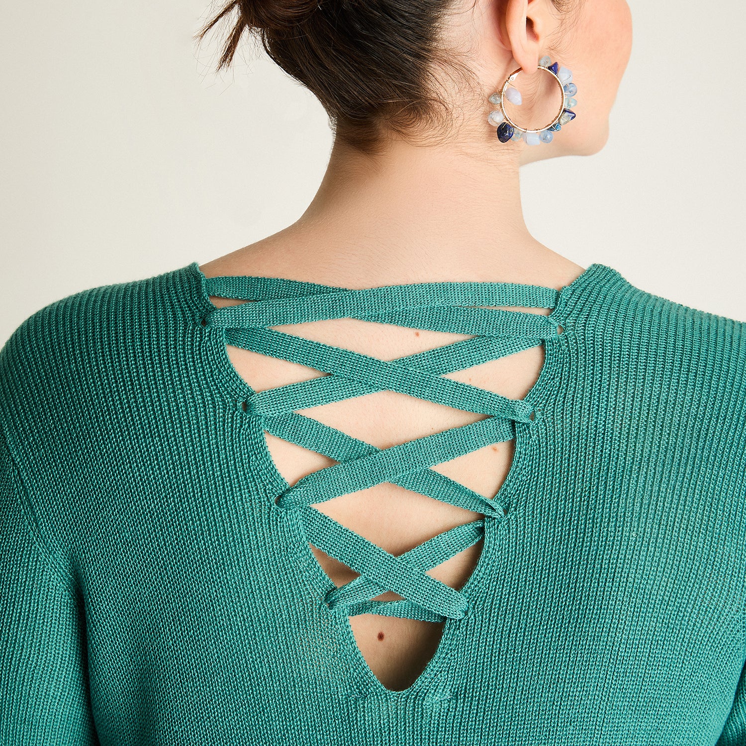 Sweater Petróleo con Escote Cruzado