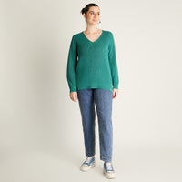 Sweater Petróleo con Escote Cruzado