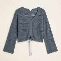 Sweater Azul Tejido Calado en plano