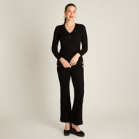 Sweater Negro Manga Larga Elasticidad Media Sin Forro Calce Normal Tela Tejido